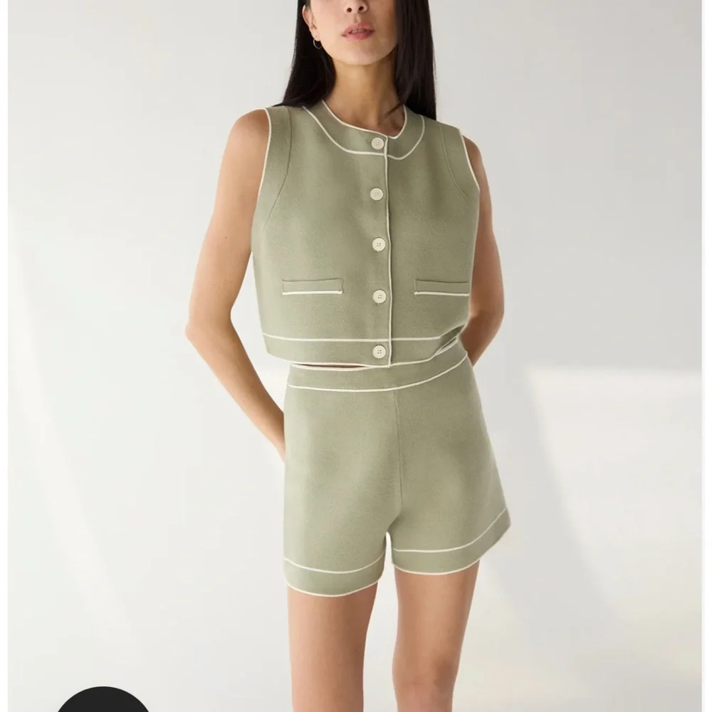 Button Up Sweater Vest - Tea and Cream - Picture 2 of 5